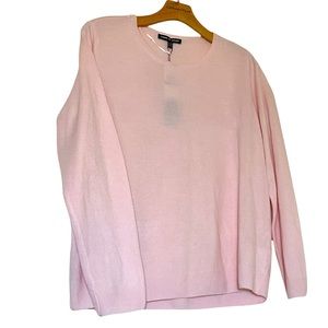 CABLE & GAUGE Baby Pink Crew Neck Fine Knit Long Sleeve Pullover Sweater Size XL